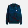 by Parra Colored Soundwave Knitted Polo Pullover - Green sold by Kith