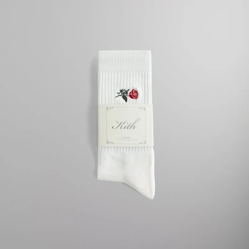 Kith Crew Cotton Socks with Script Rose Embroidery - Silk sold by Kith