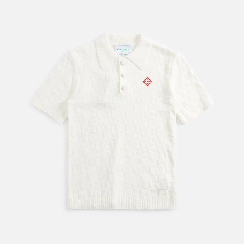 Casablanca Checked Yoke Boucle Polo - White sold by Kith