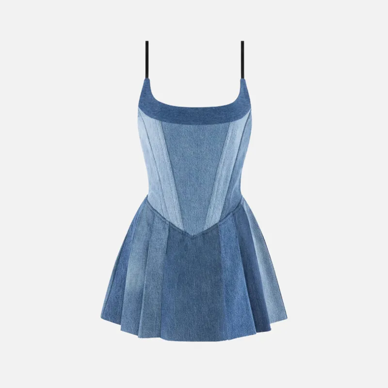 EB Denim Polka Dress - Upcycled Denim sold by Kith
