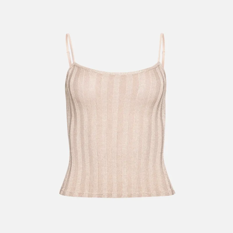 GUIZIO Slinky Rib Knit Tank - Silver sold by Kith