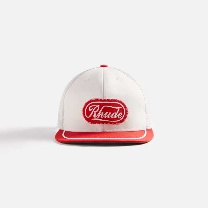 Rhude Patch Trucker Cap - Off White / Red sold by Kith