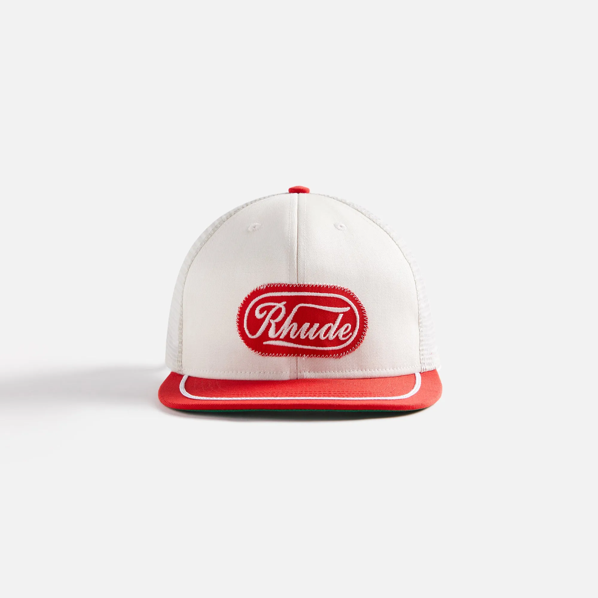Rhude Patch Trucker Cap - Off White / Red sold by Kith