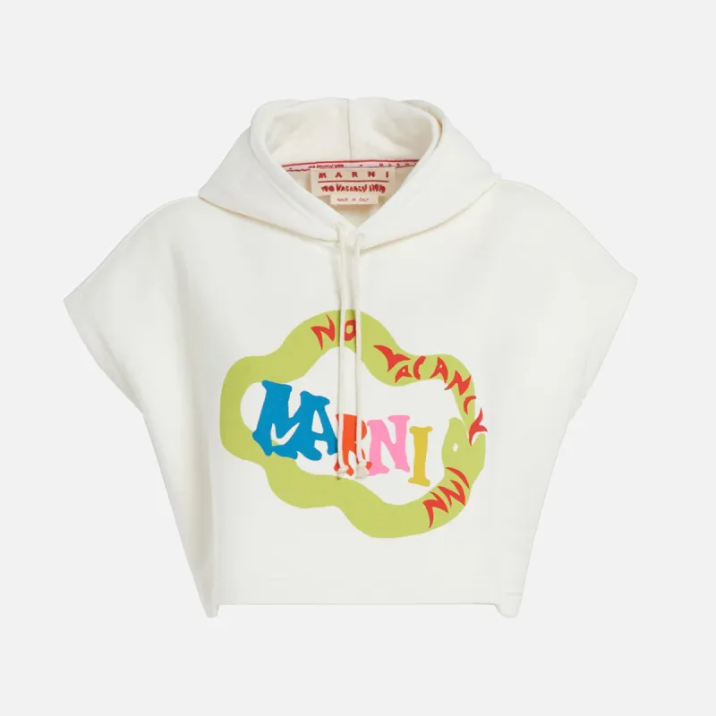 Marni x No Vacancy Inn Cropped Hoodie - Limestone sold by Kith