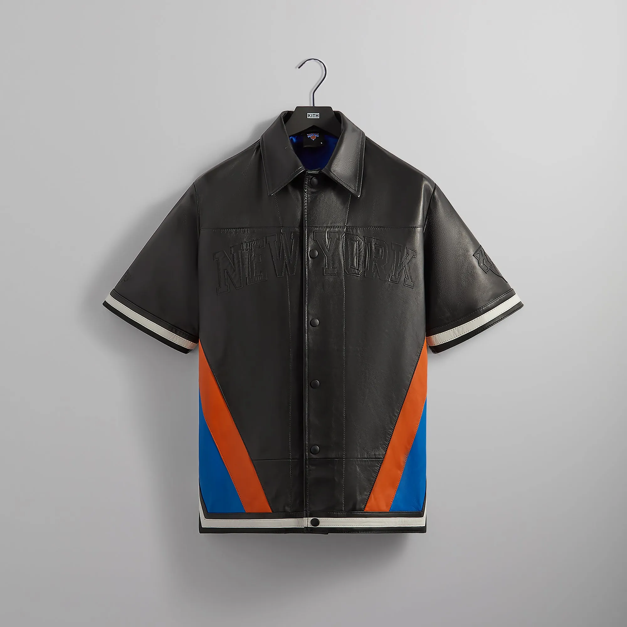 Kith for the New York Knicks Leather Woodpoint Shirt - Black sold by Kith