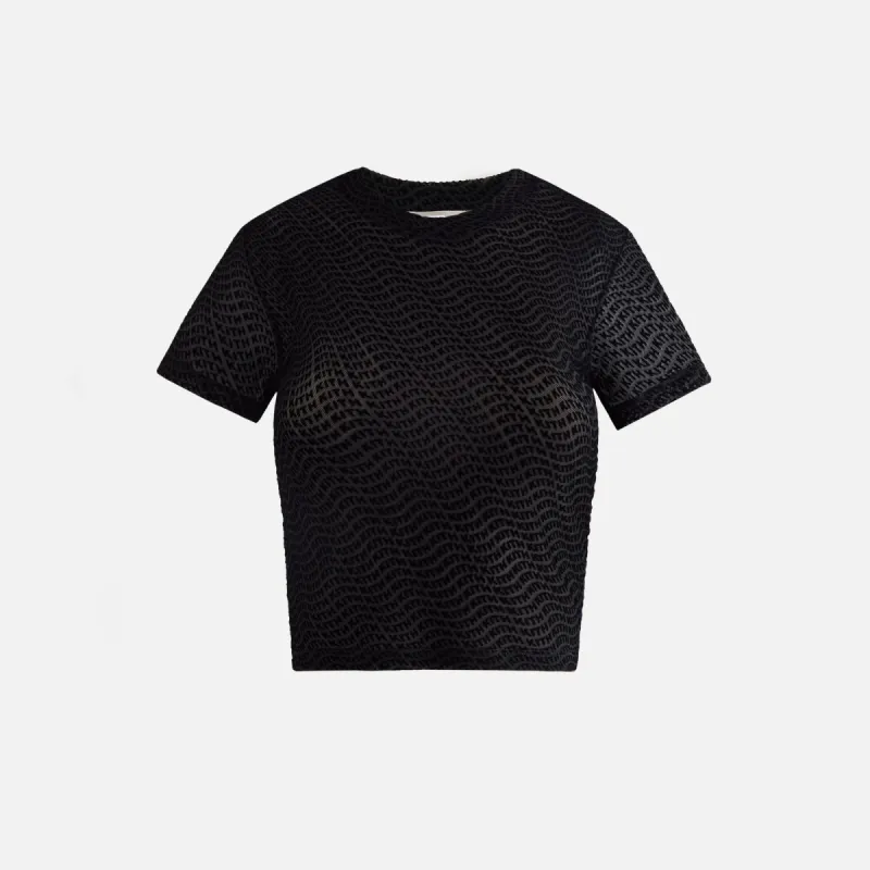 Kith Women Mulberry III Monogram Wave Mesh Tee - Black sold by Kith