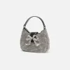 Self-Portrait Diamante Crescent Bow Bag - Silver sold by Kith