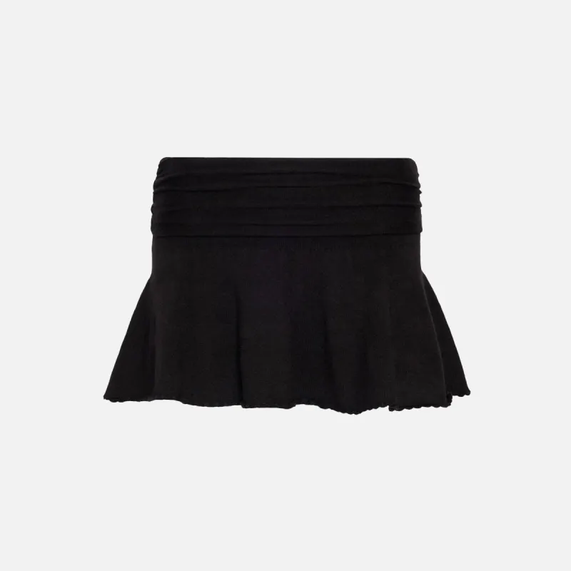 GUIZIO Ruched Heart Scallop Skirt - Black sold by Kith