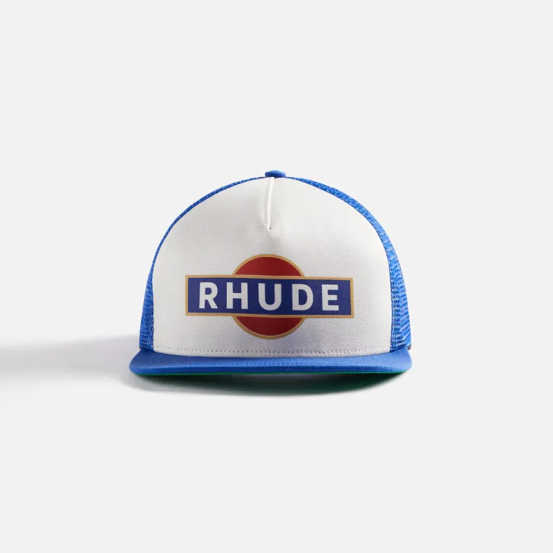 Rhude Racer Trucker Cap - Navy / Off White sold by Kith