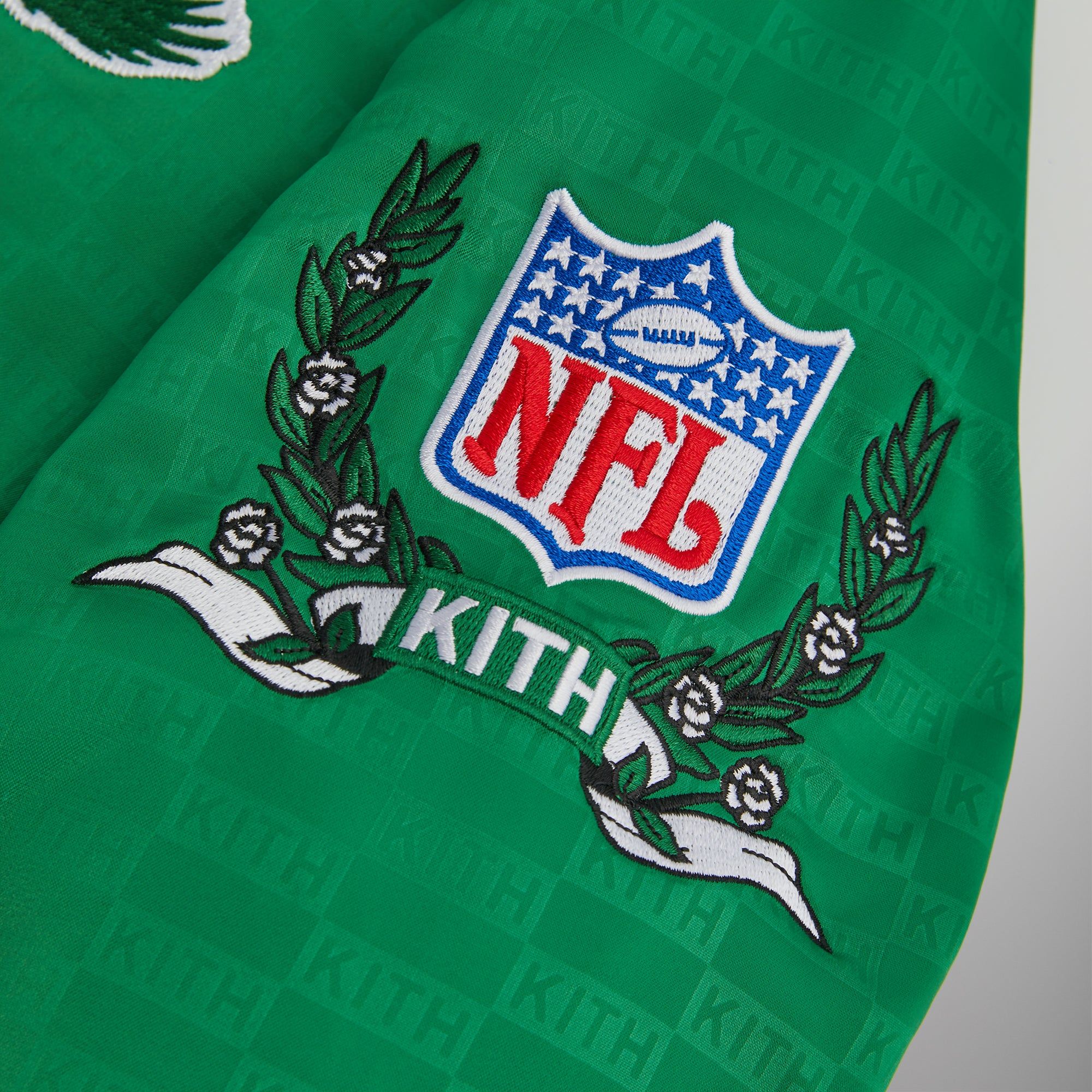 Kith for the NFL: Eagles Satin Bomber Jacket - Parrot sold by Kith product image thumbnail 6