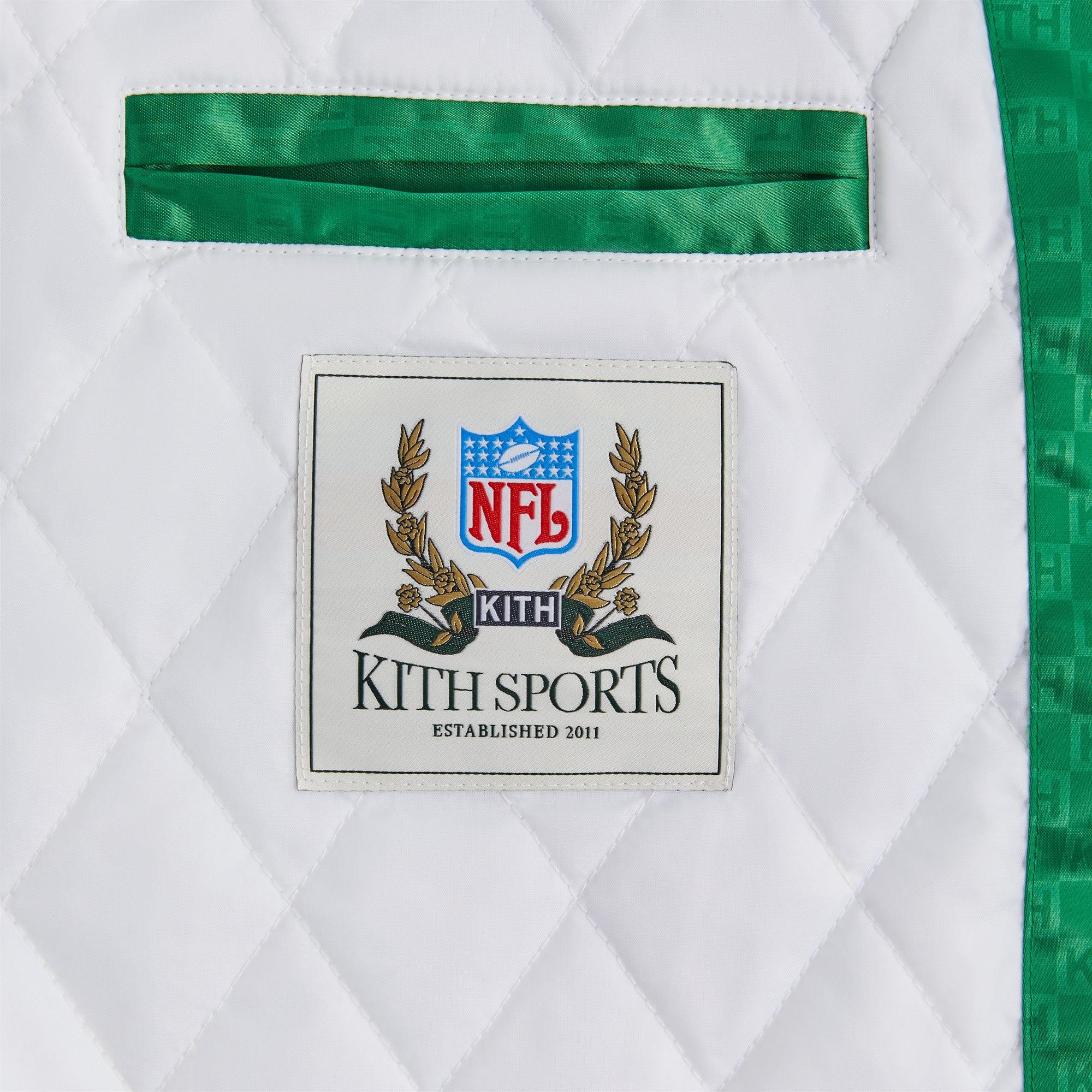 Kith for the NFL: Eagles Satin Bomber Jacket - Parrot sold by Kith product image thumbnail 7