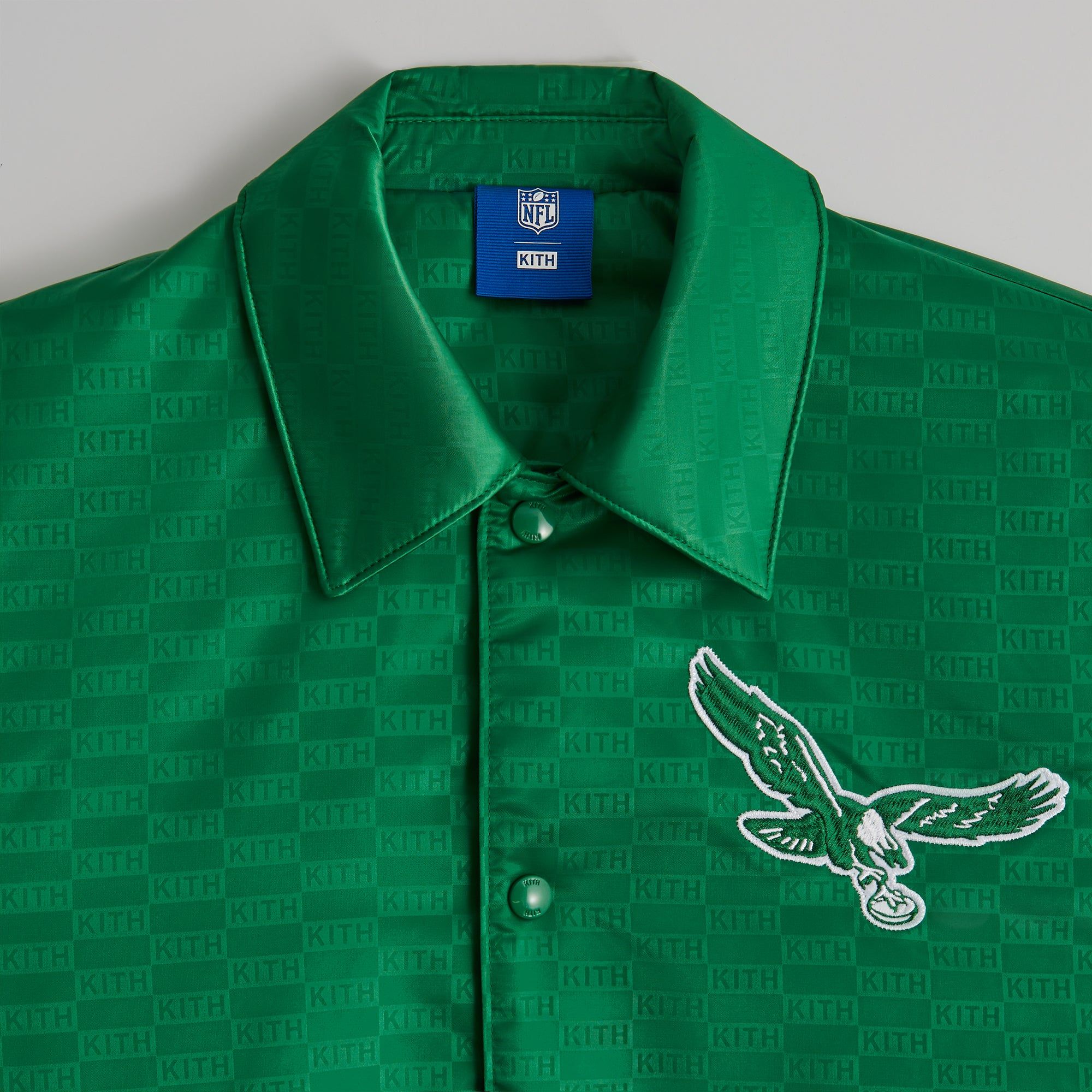 Kith for the NFL: Eagles Satin Bomber Jacket - Parrot sold by Kith product image thumbnail 3