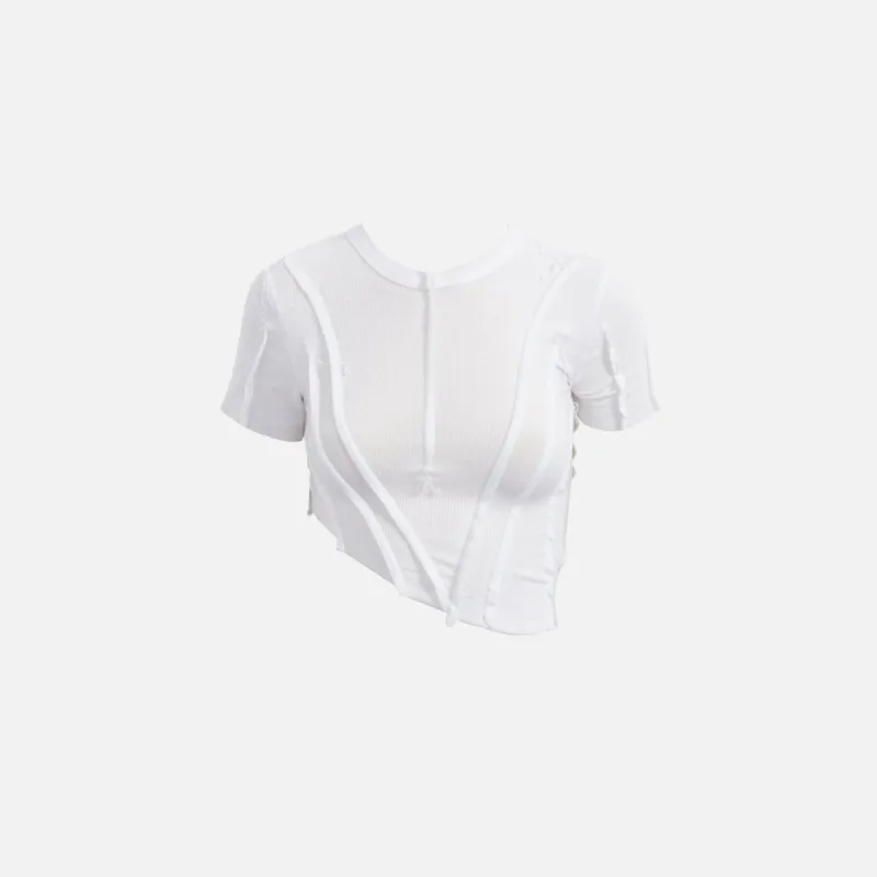 Sami Miro Asymmetric Short Sleeve Tee - White sold by Kith