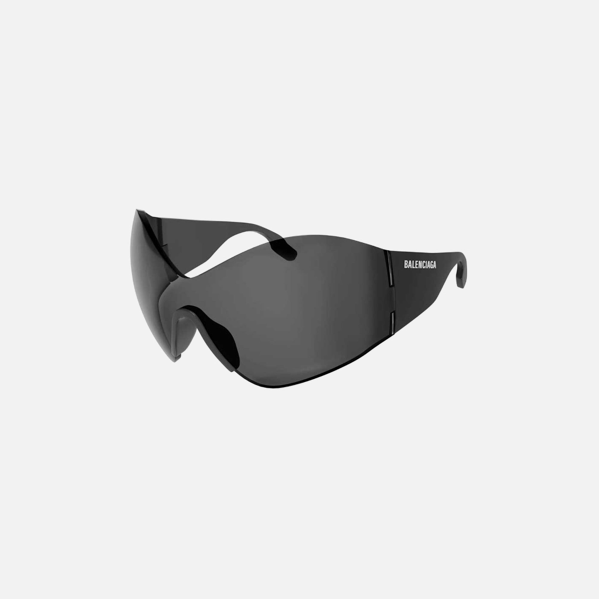 Balenciaga XL Rimless Wraparound Frame Sunglasses - Black / Grey sold by Kith
