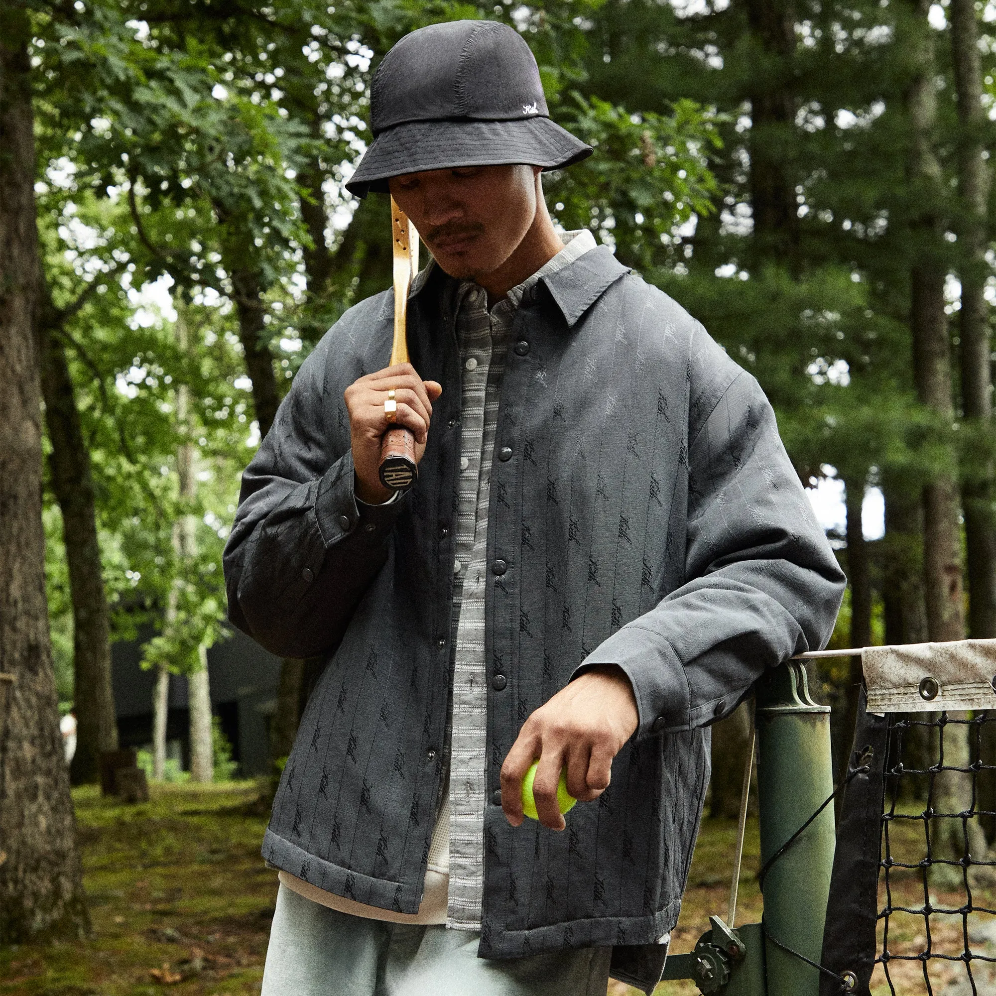Kith Jacquard Faille Sutton Quilted Shirt Jacket - Somber sold by Kith product image thumbnail 2