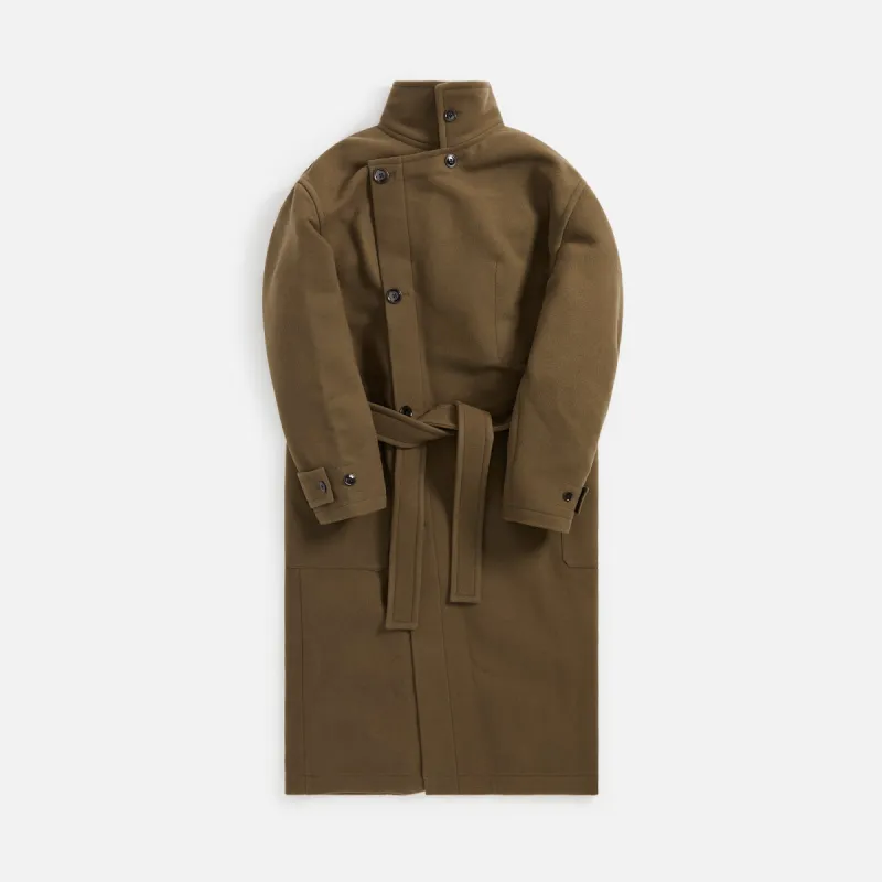 Lemaire Wrap Coat - Dark Squirrel sold by Kith