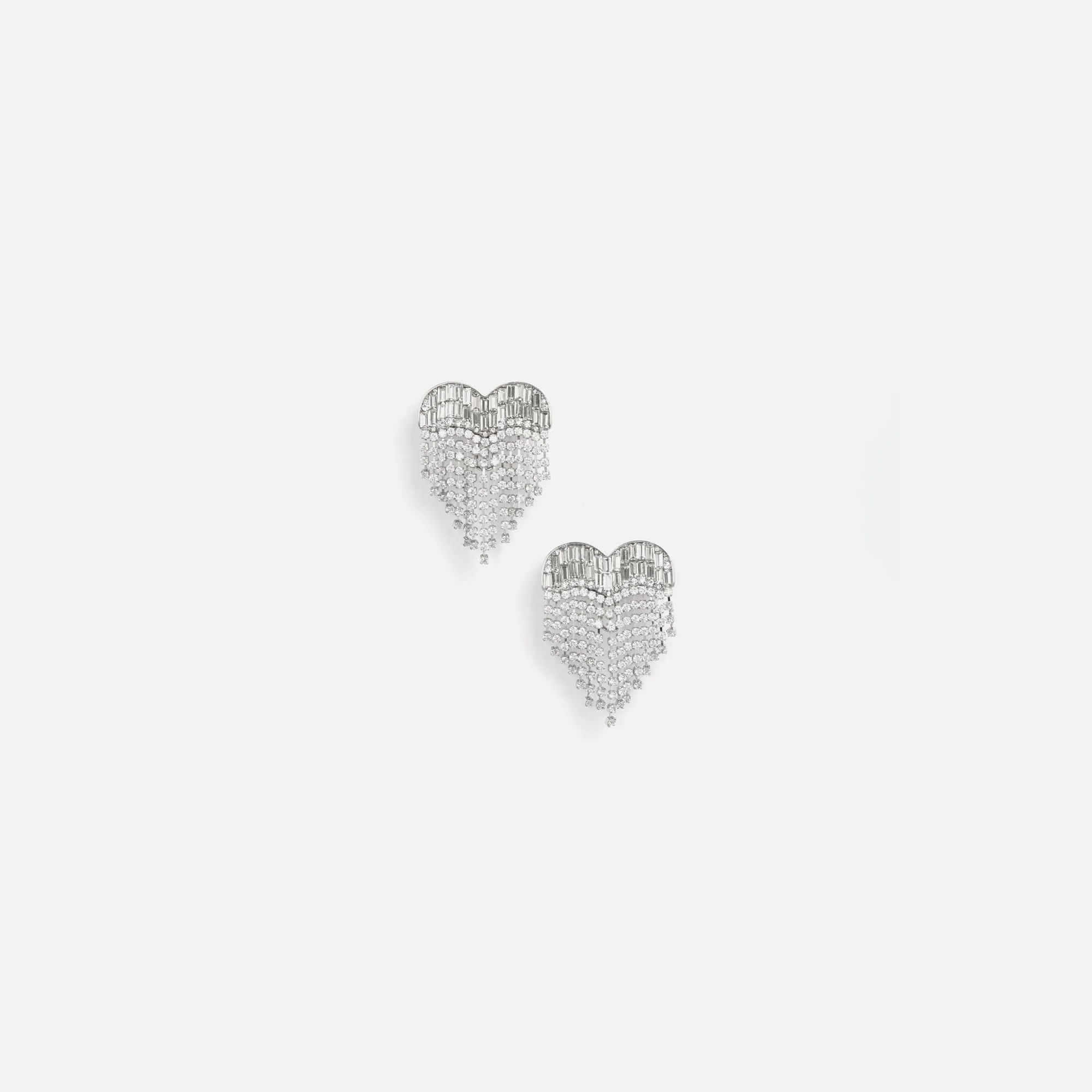 Self-Portrait Crystal Heart Earrings - Silver sold by Kith
