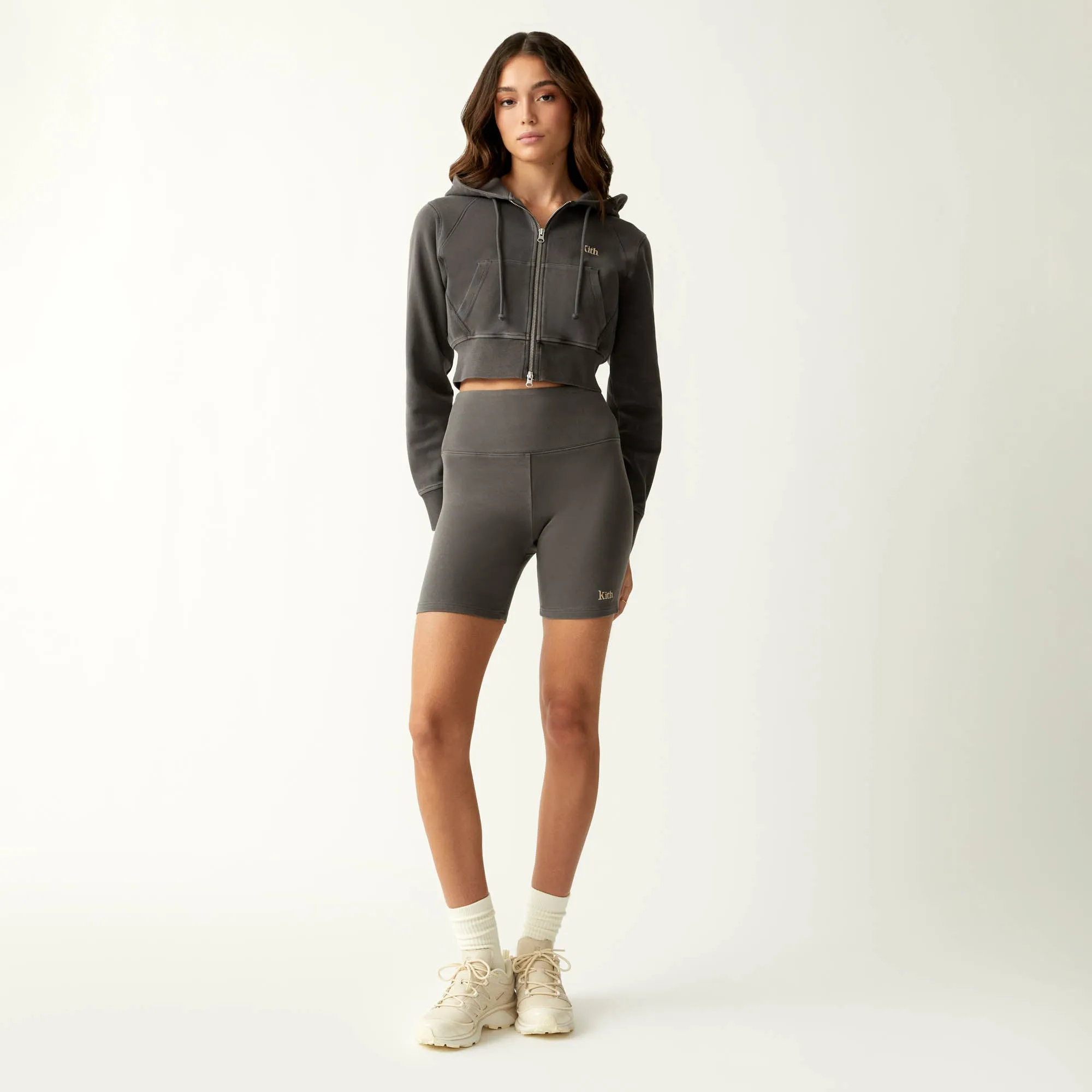 Kith Women Davin Cropped Hoodie - Hematite sold by Kith product image thumbnail 3