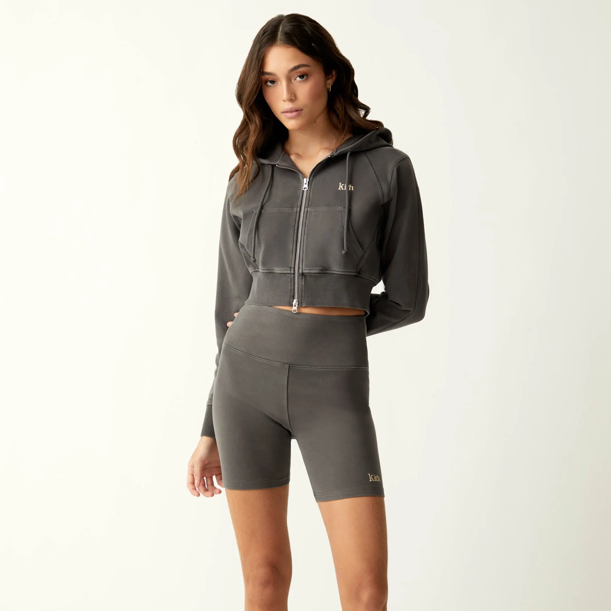 Kith Women Davin Cropped Hoodie - Hematite sold by Kith product image thumbnail 2