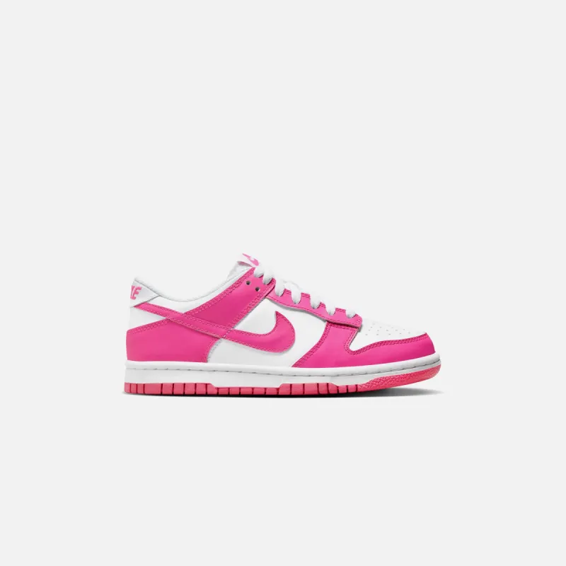 Nike GS Dunk Low - White / Laser Fuchsia sold by Kith