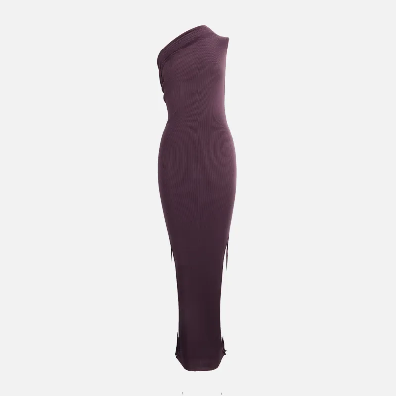 Rick Owens Ribbed One Shoulder Dress - Amethyst sold by Kith