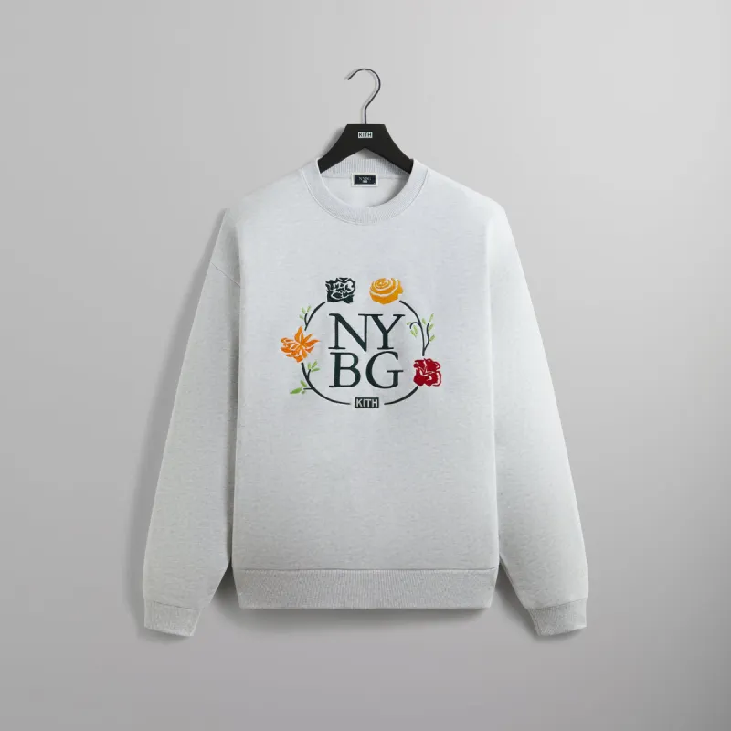 Kith for New York Botanical Garden Logo Nelson Crewneck - Light Heather Grey sold by Kith