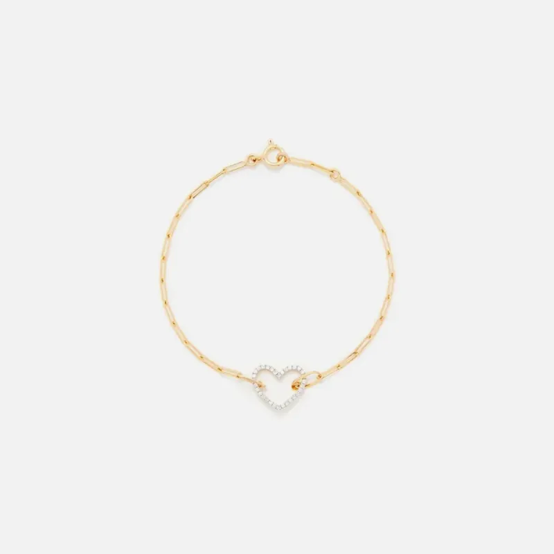 Yvonne Leon Bracelet Petit Coeur Diamants Jaune - Yellow Gold sold by Kith