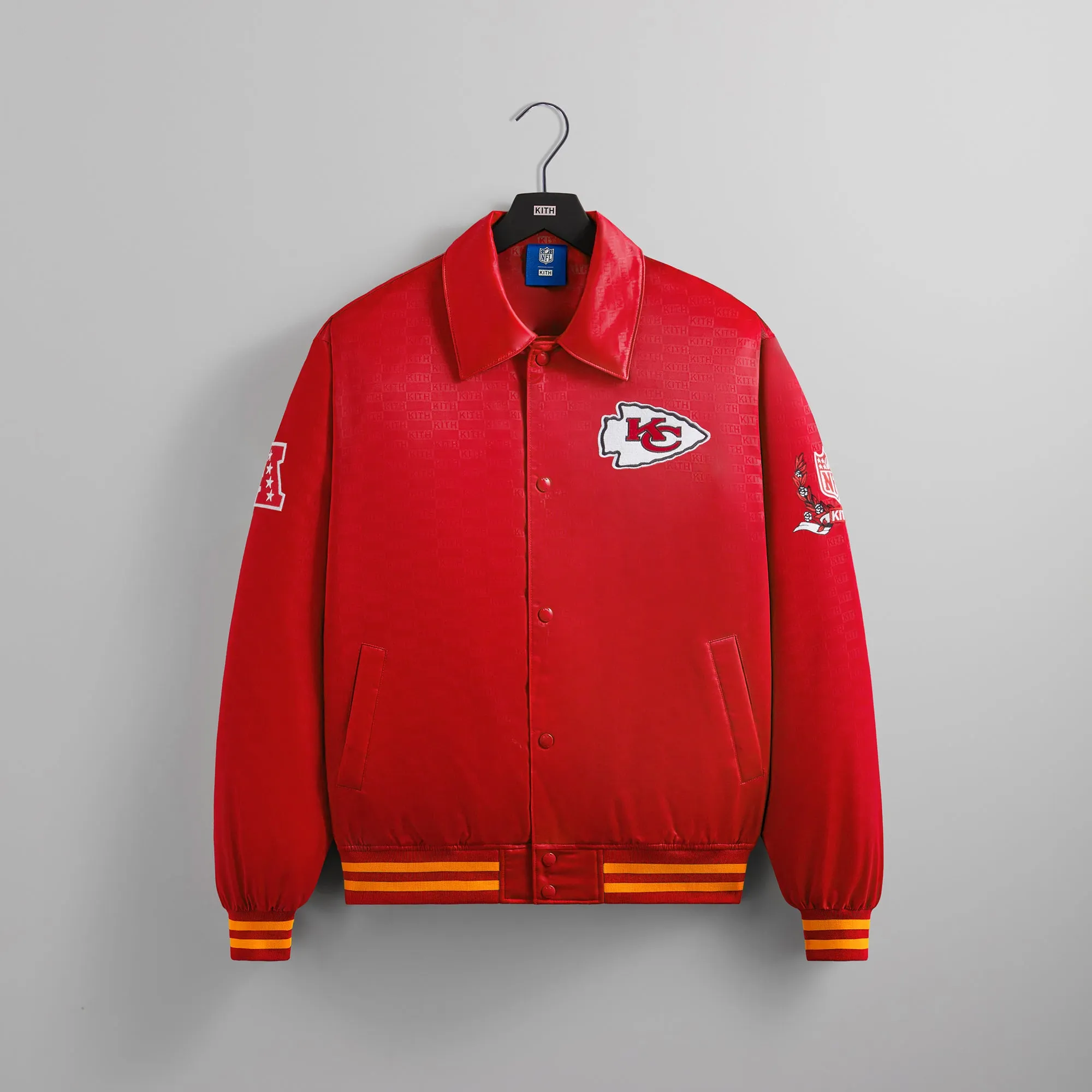 Kith for the NFL: Chiefs Satin Bomber Jacket - Race sold by Kith