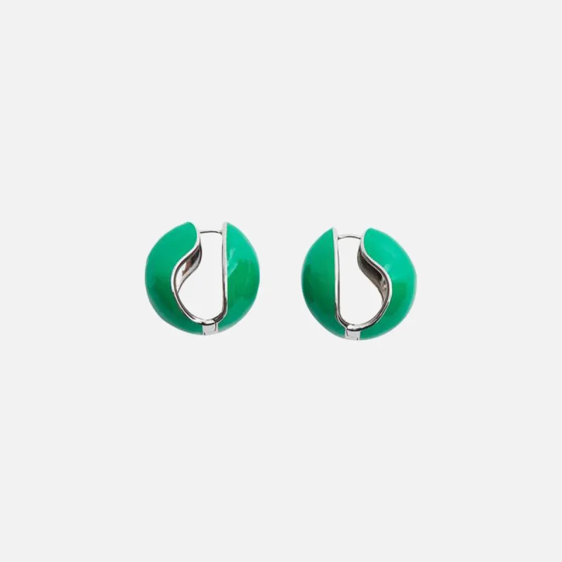 Coperni Lacquered Logo Earrings - Green sold by Kith