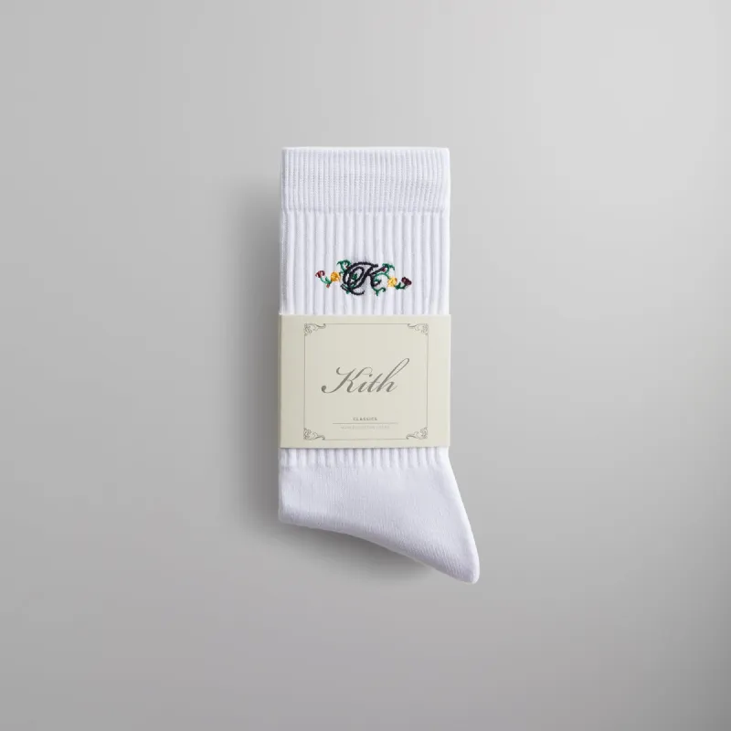 Kith Floral Script K Socks - White sold by Kith