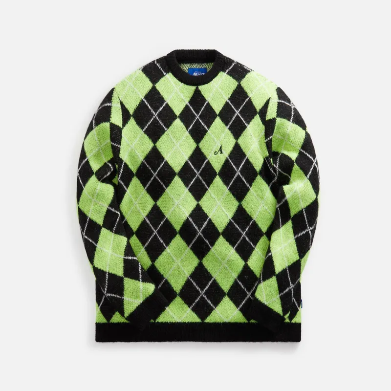 Awake NY Argyle Mohair Sweater - Lime Multi sold by Kith