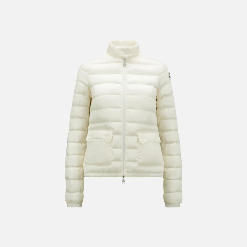 ジャケット Moncler White quilted jacket in nylon Moncler - Quilted Nylon-Panelled Cotton-Jersey Hooded Down