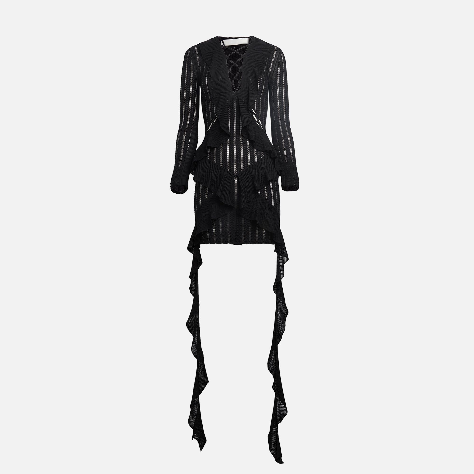 Dion Lee Snakeskin Ruddle Mini Dress - Black sold by Kith
