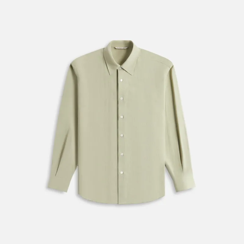 Auralee Hard Twist Cotton Silk Viyella Shirt - Sage Green sold by Kith