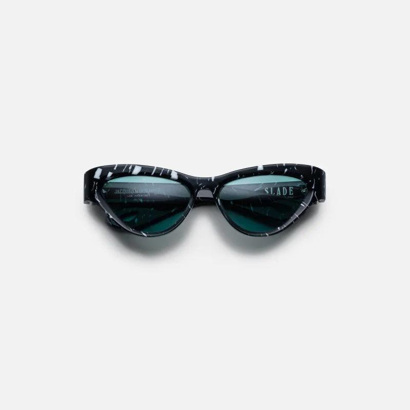 Jacques Marie Mage Slade Marble Frame Seagreen Lens Silver Hardware - Black sold by Kith
