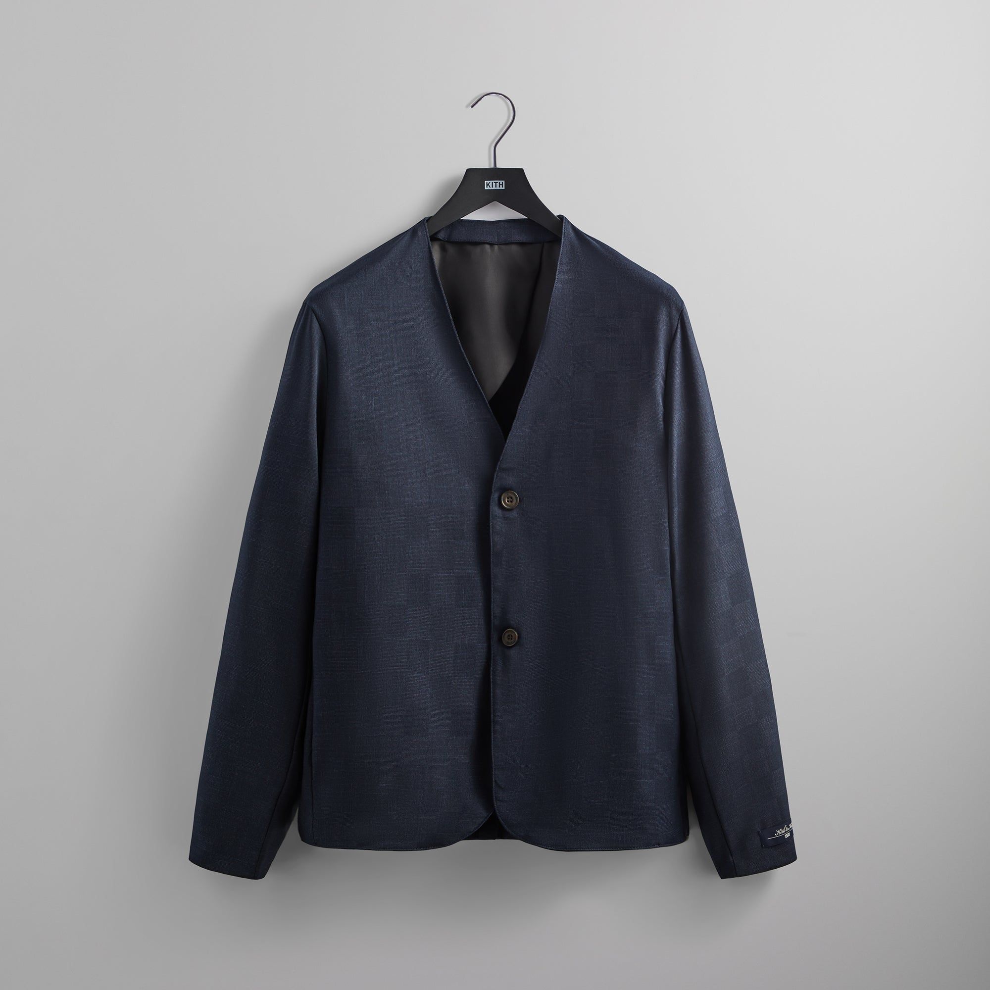 Kith Shadow Check Collarless Jacket - Nocturnal sold by Kith