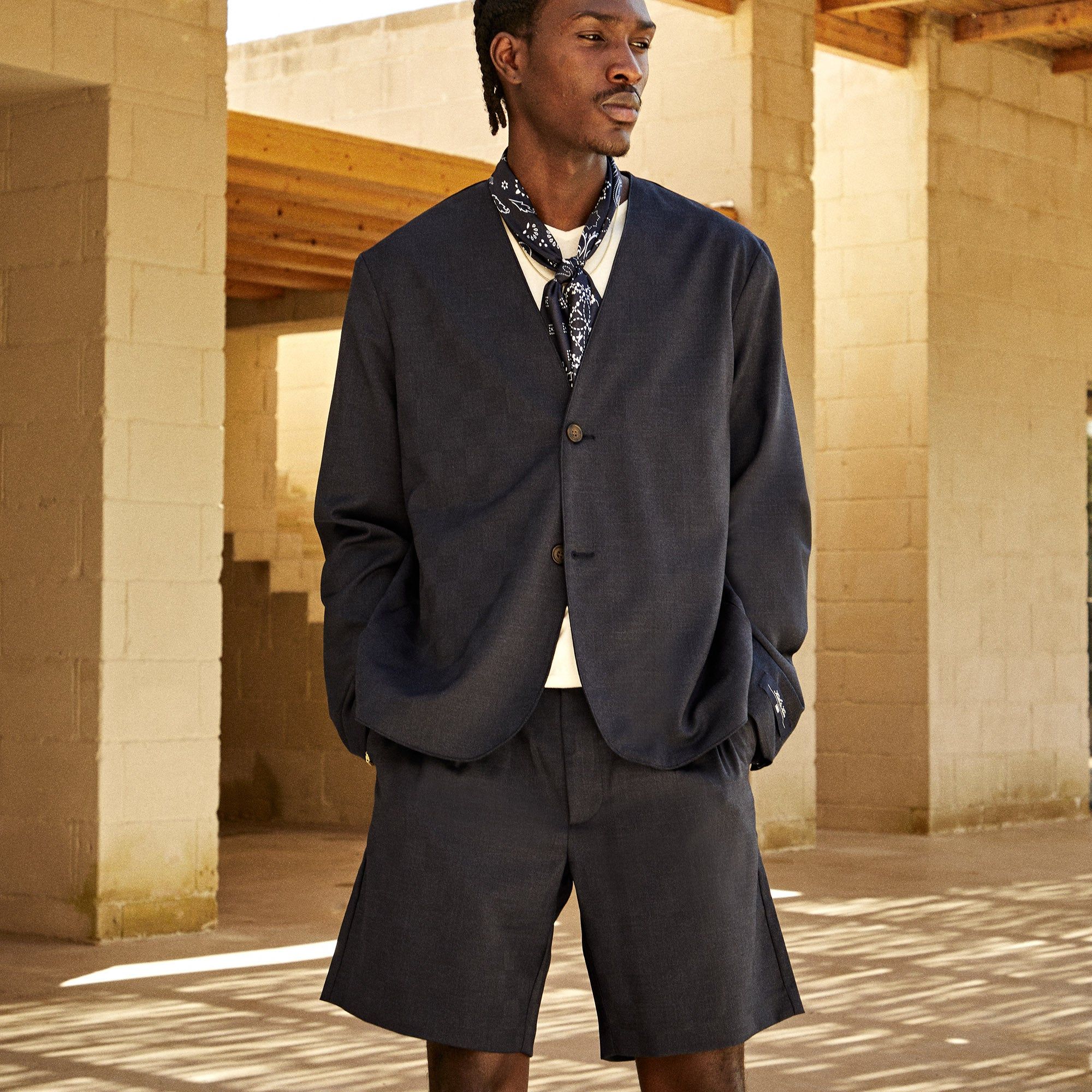 Kith Shadow Check Collarless Jacket - Nocturnal sold by Kith product image thumbnail 3