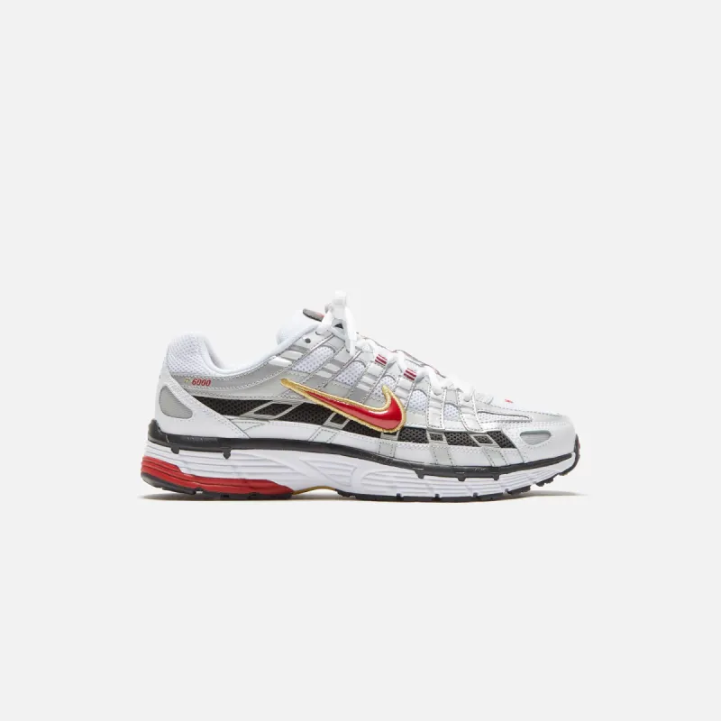Nike P-6000 - White / Varsity Red / Metallic Platinum sold by Kith