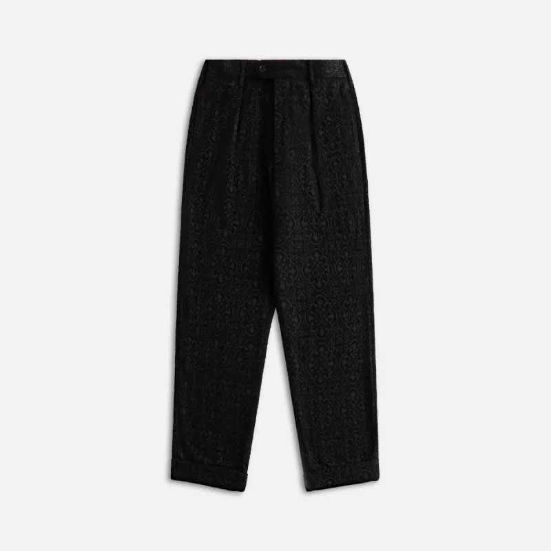 Engineered Garments Carlyle Pant Crest Flocked Jacquard - Black sold by Kith