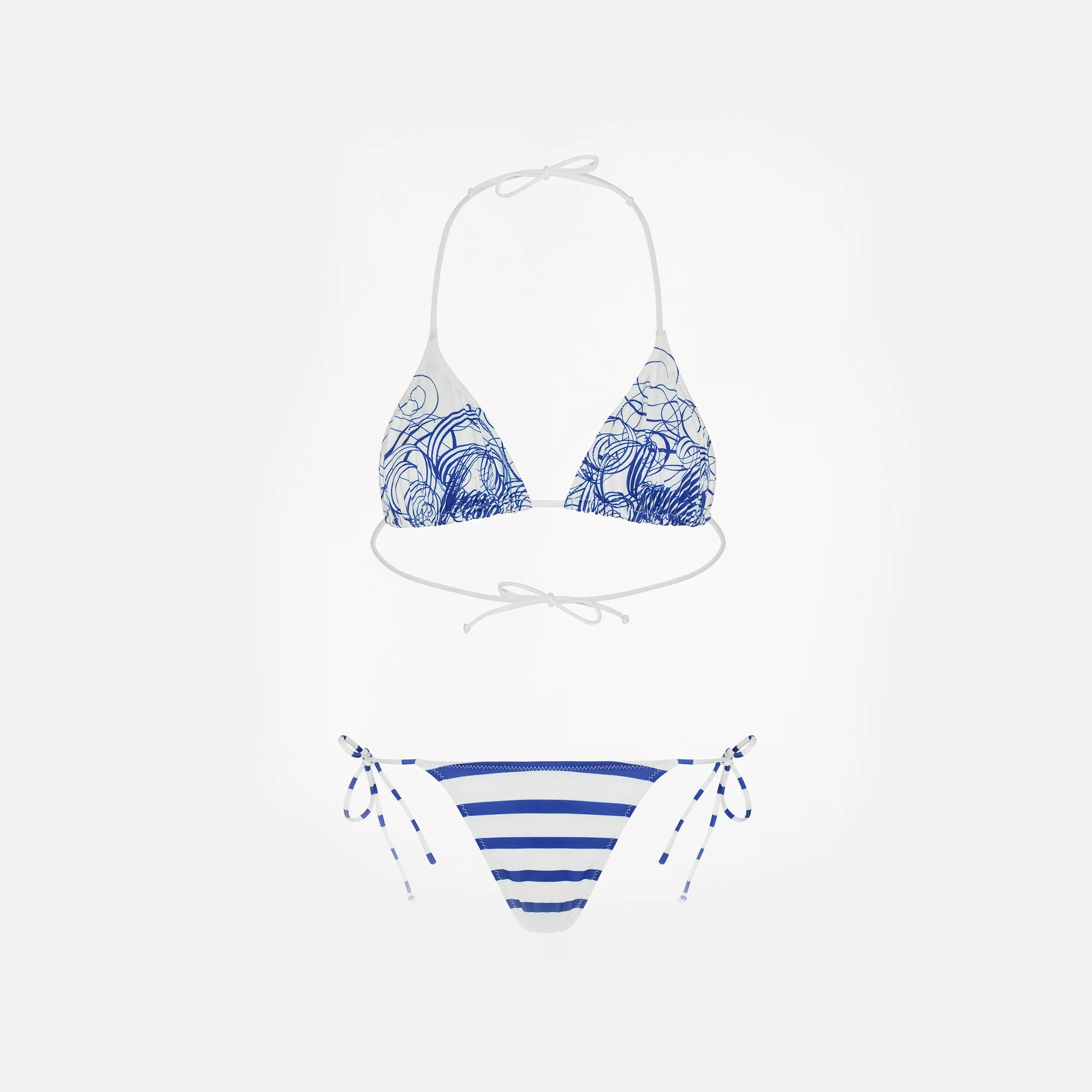 Jean Paul Gaultier Marinière Calligraphe Printed Jersey Bikini Set - White / Navy sold by Kith