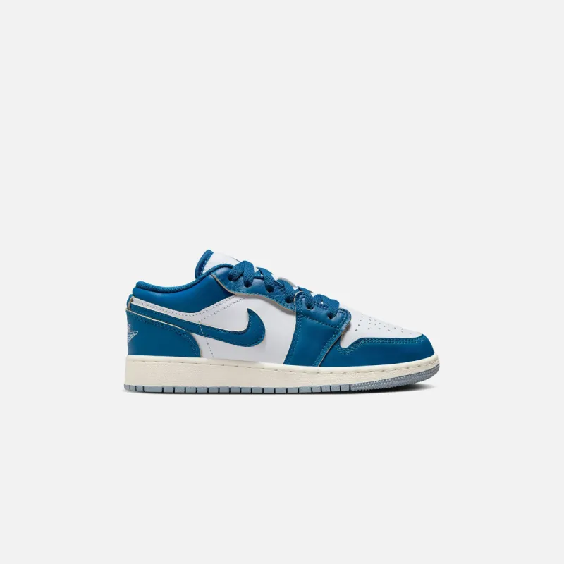 Jordan GS Air Jordan 1 Low SE - White / Industrial Blue / Blue Grey sold by Kith