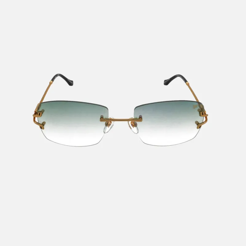 Vintage Frames Bal Harbour Drill Mount 24KT Yellow Gold - Powder Green / Flash Purple sold by Kith