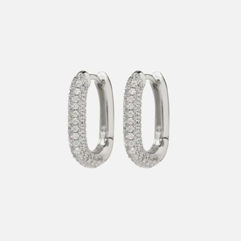 Luv AJ Pave Chain Link Huggies - Silver sold by Kith