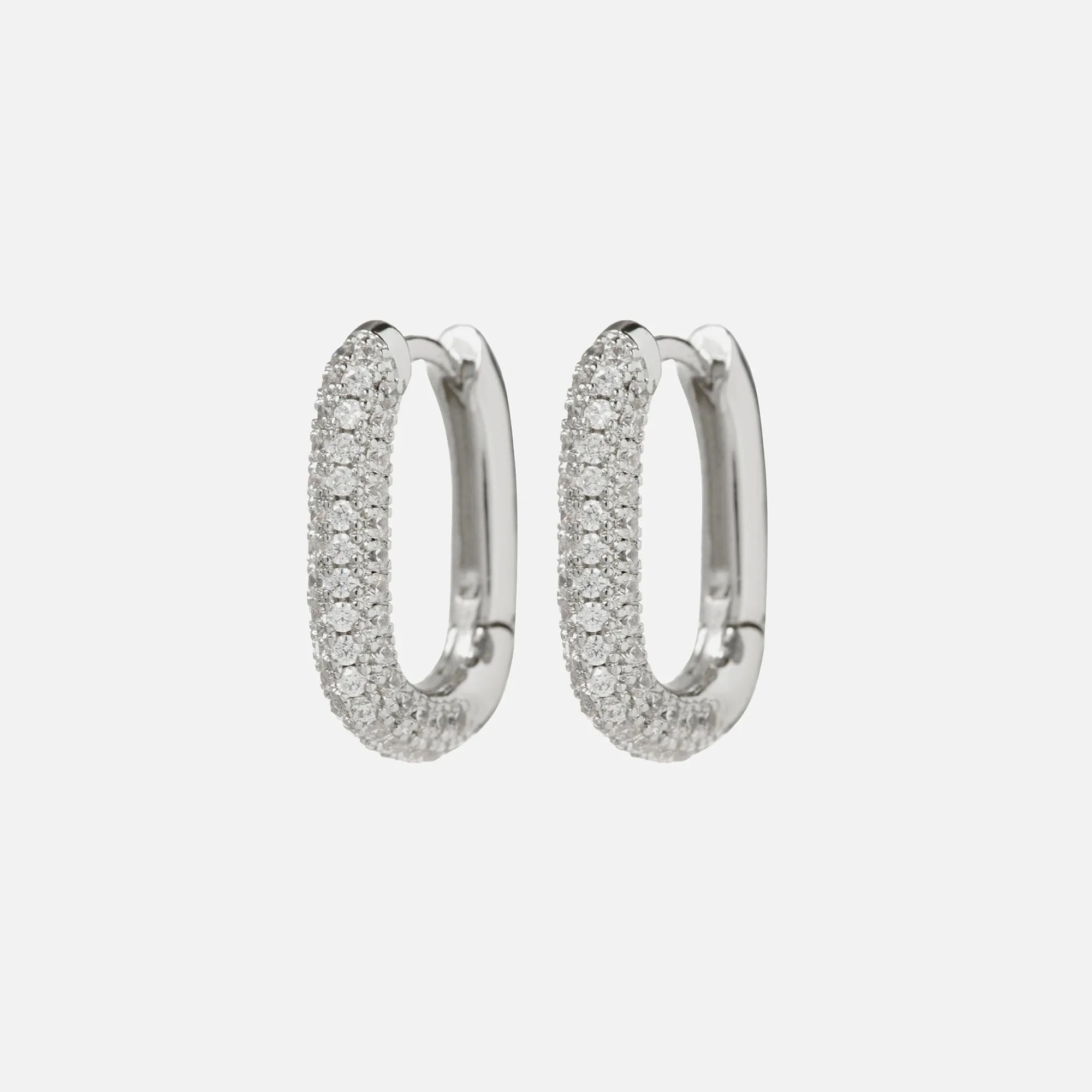 Luv AJ Pave Chain Link Huggies - Silver sold by Kith