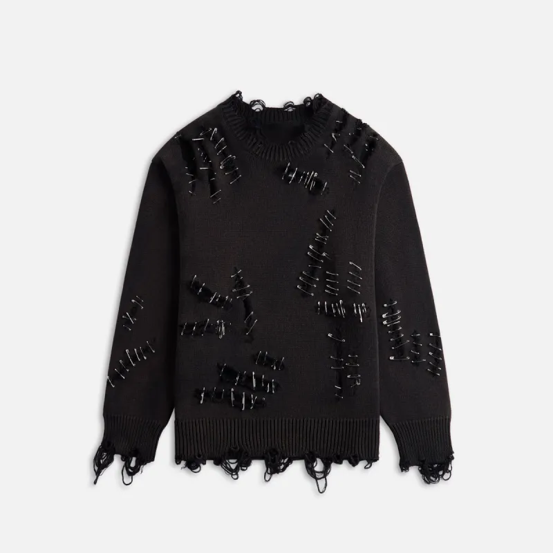 R-13 Slashed Boyfriend Sweater - Black sold by Kith