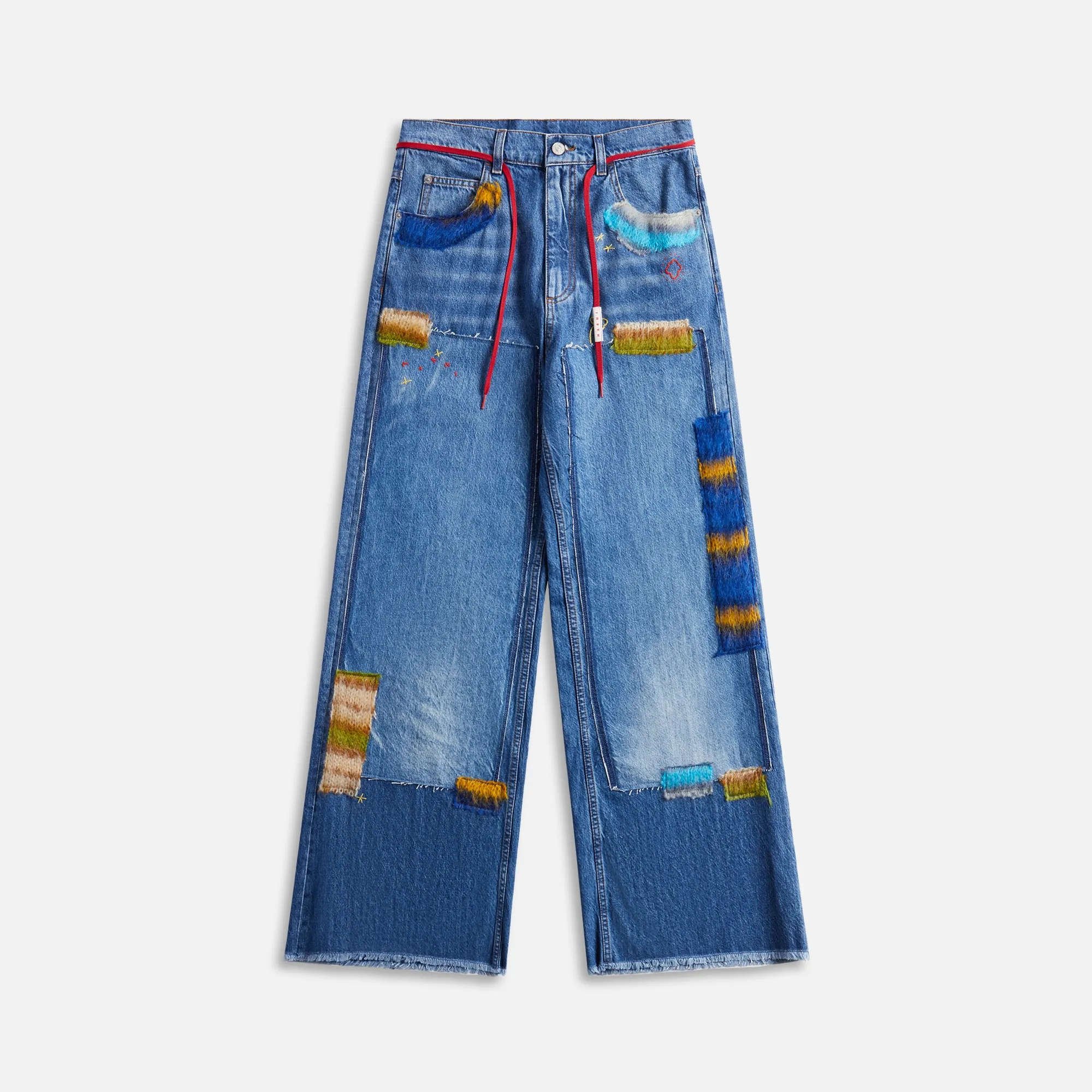 Marni Stone Washed Organic Denim Mohair Trousers - Iris Blue sold by Kith