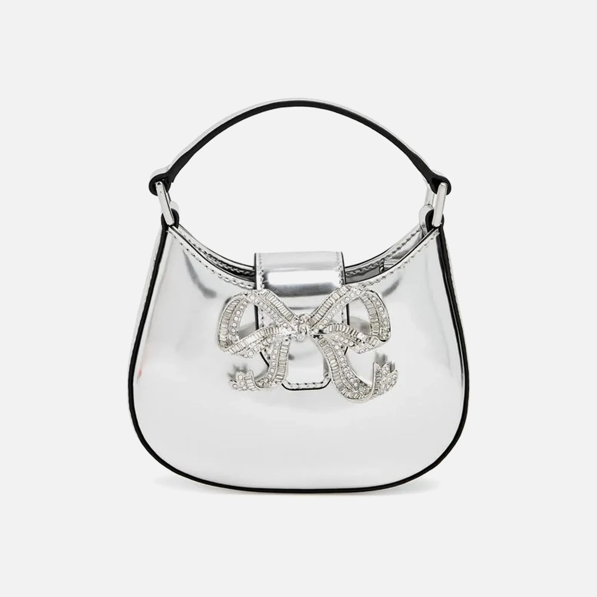 Self-Portrait Curved Bow Micro Bag - Silver sold by Kith
