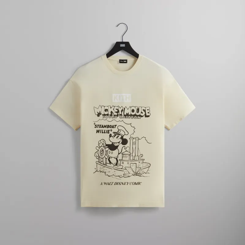 Disney | Kith for Mickey & Friends Steamboat Willie Vintage Tee - Sandrift sold by Kith