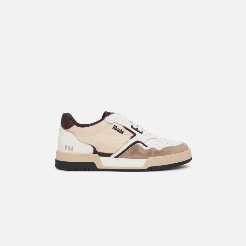 Rhude Racing Sneaker - White / Maroon / Beige sold by Kith