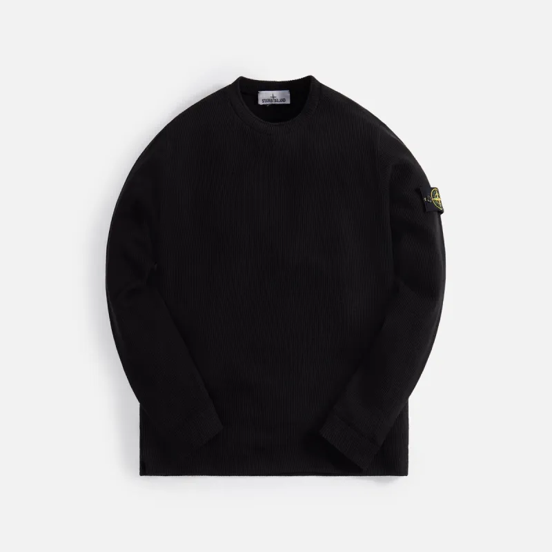 Stone Island Cotton Nylon Ribbed Fleece Sweatshirt - Black sold by Kith